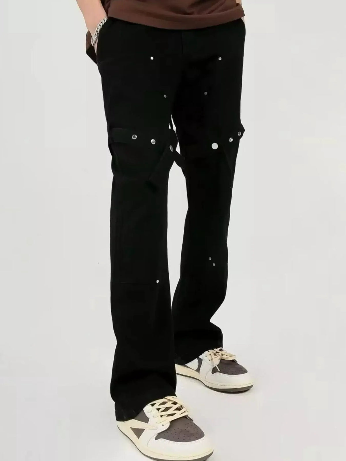 Men's Plus Size Stud Embellishments Bootcut Pants by Trendsi