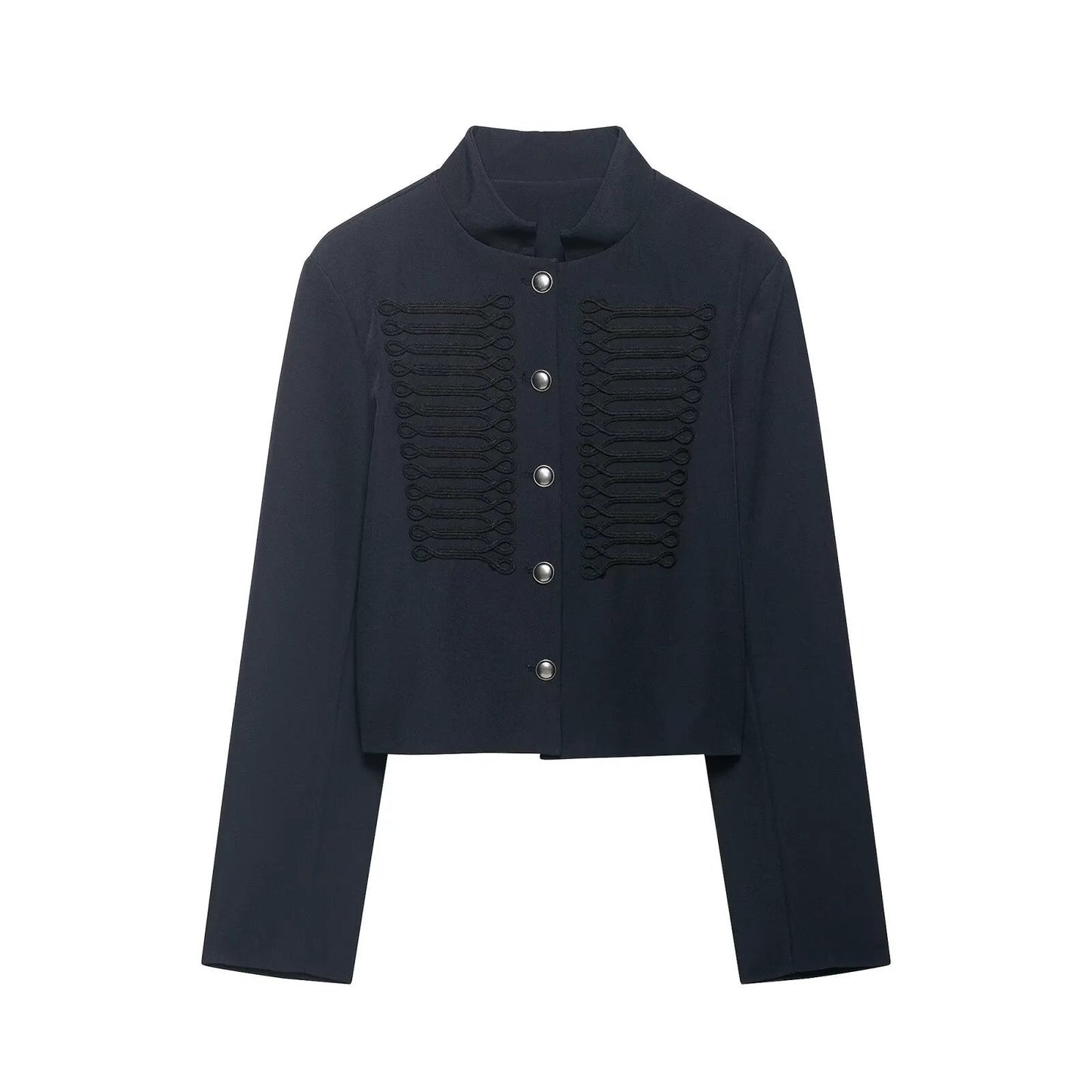 Women's Jacket Dark Navy Military Frogged BYMANYC ® New York SOHO MILITARY EMBROIDERED CROPPED BLAZER - New Collection by BYMANYC ® New York