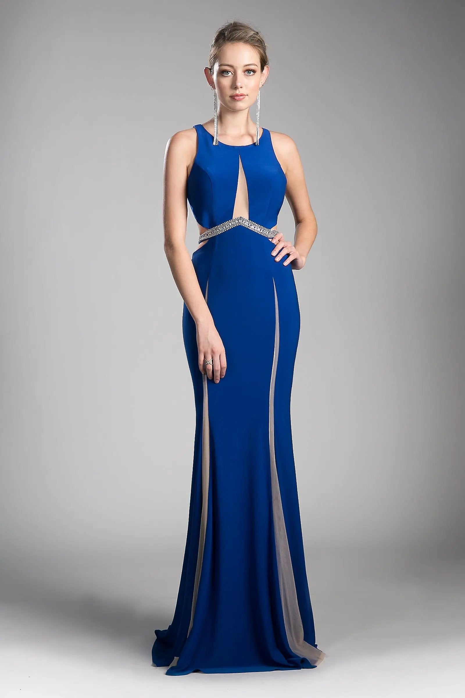 Beaded Belt Stretch Knit Sheath Dress by Tux-USA