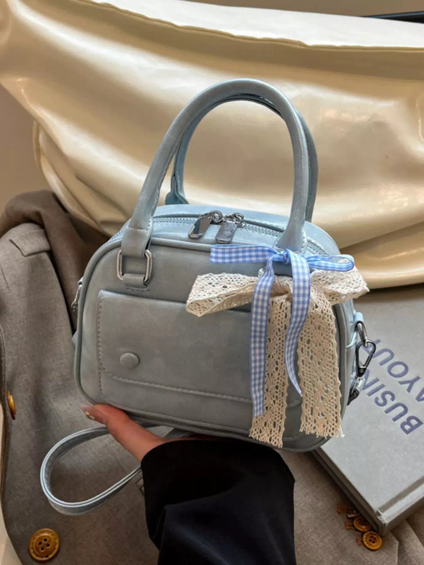 Bow Decor Top Handle Handbag by Partner Label