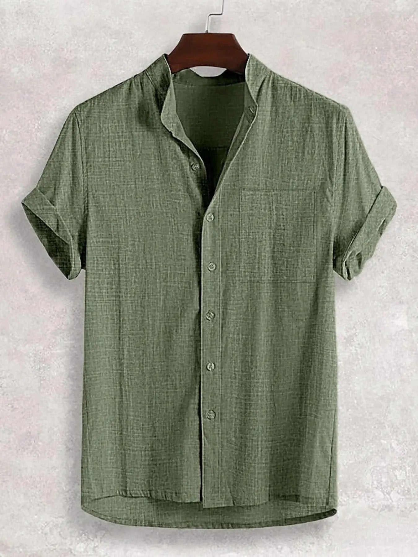 Men's Full Size Casual Button Up Short Sleeve Shirt Plus Size by Trendsi