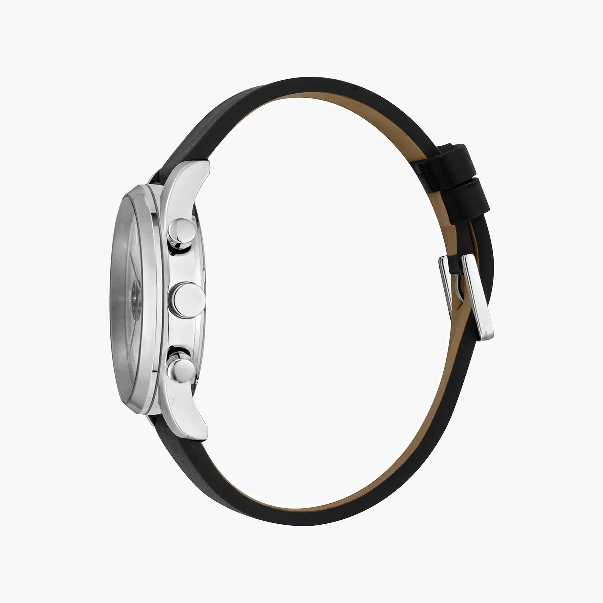 Esprit Men's Black Leather Watch, Silver Dial | ES1G210L0015 by ESPRIT