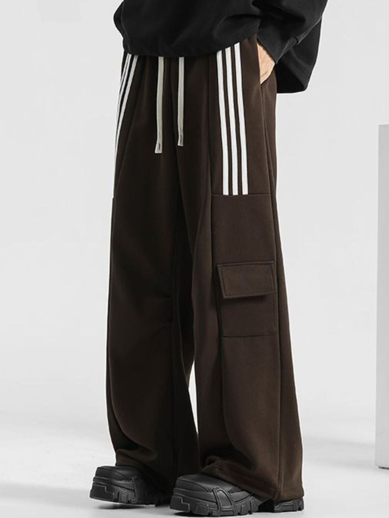 Men's Plus Size Striped Loose-Fit Casual Pants by Partner Label