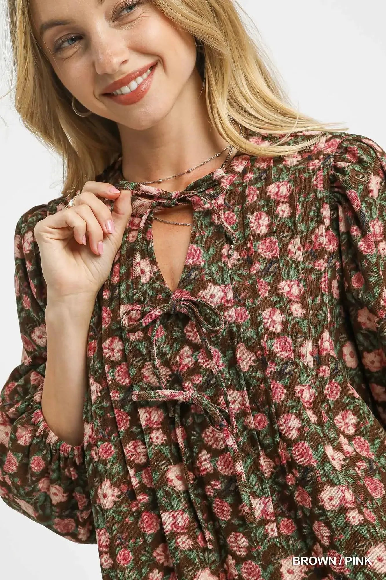 Umgee Floral Tie-Neck Babydoll Dress by Umgee