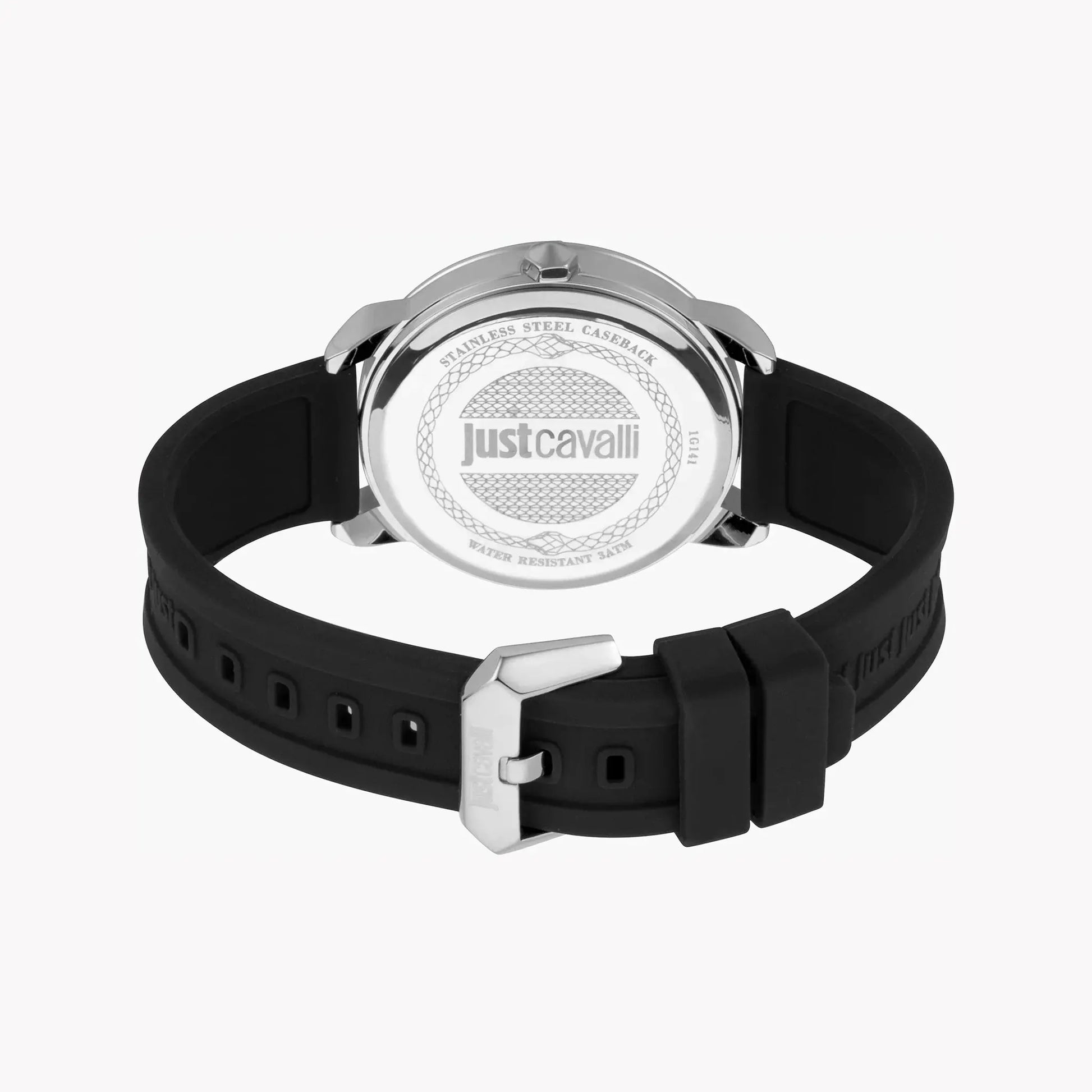 Just Cavalli Men's Black Silicone Watch, Silver Case | Jc1g141p0015 by JUST CAVALLI