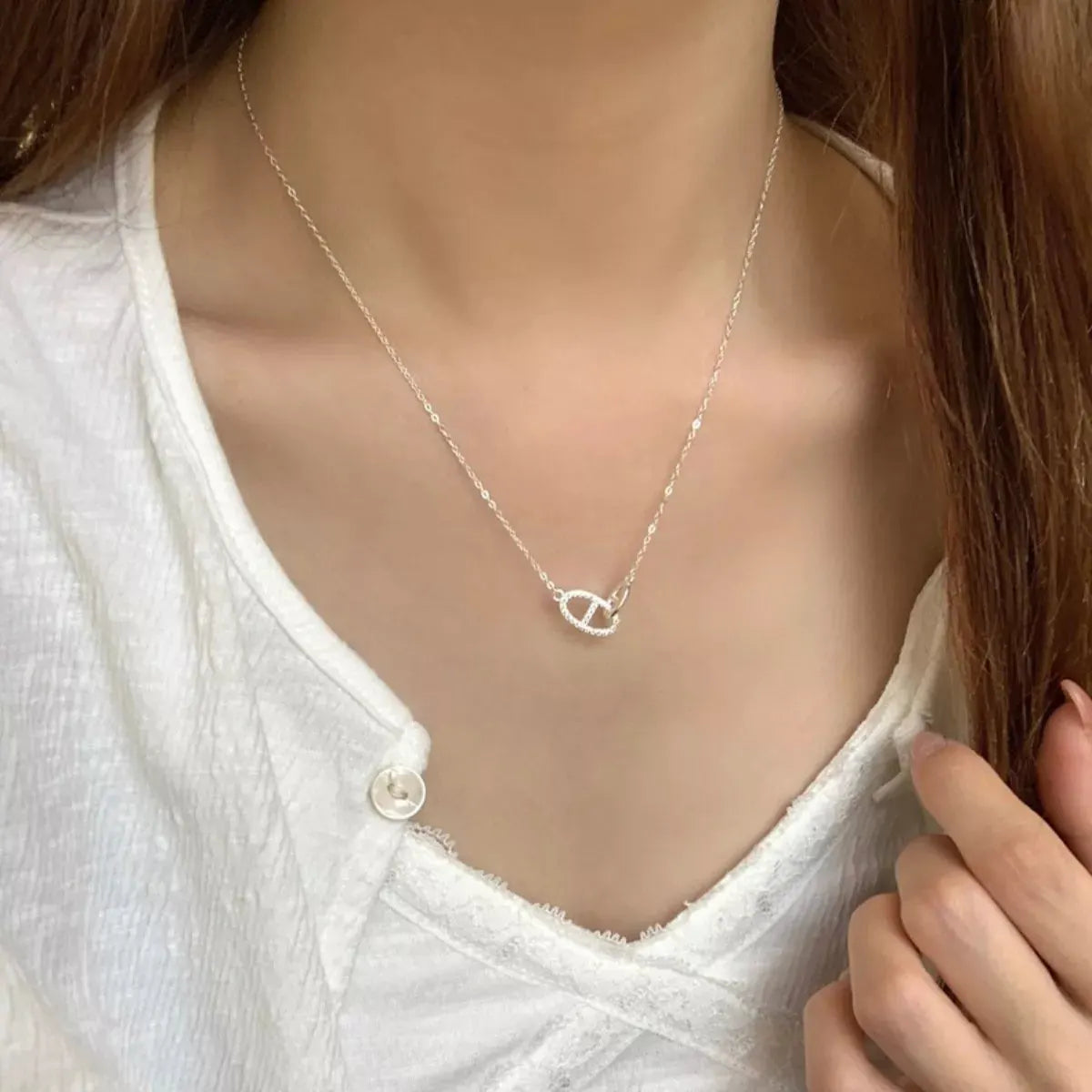 925 Sterling Silver Zircon Geometric Necklace by Partner Labels