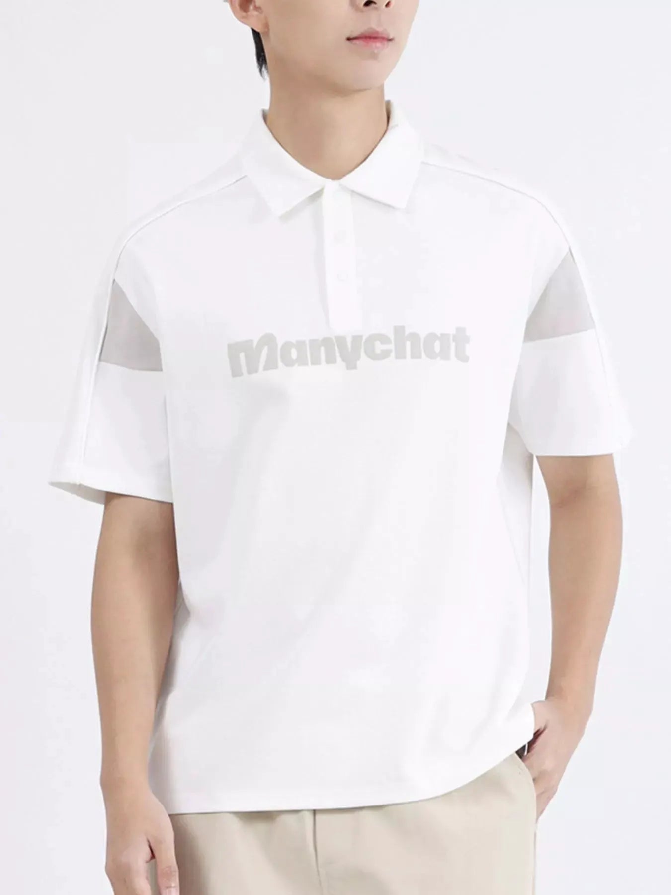 Men's Plus Size Letter Short Sleeve Polo by Trendsi