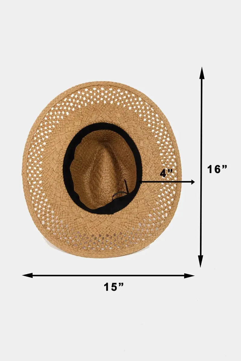 Fame Basket Weave Straw Sun Hat by Fame