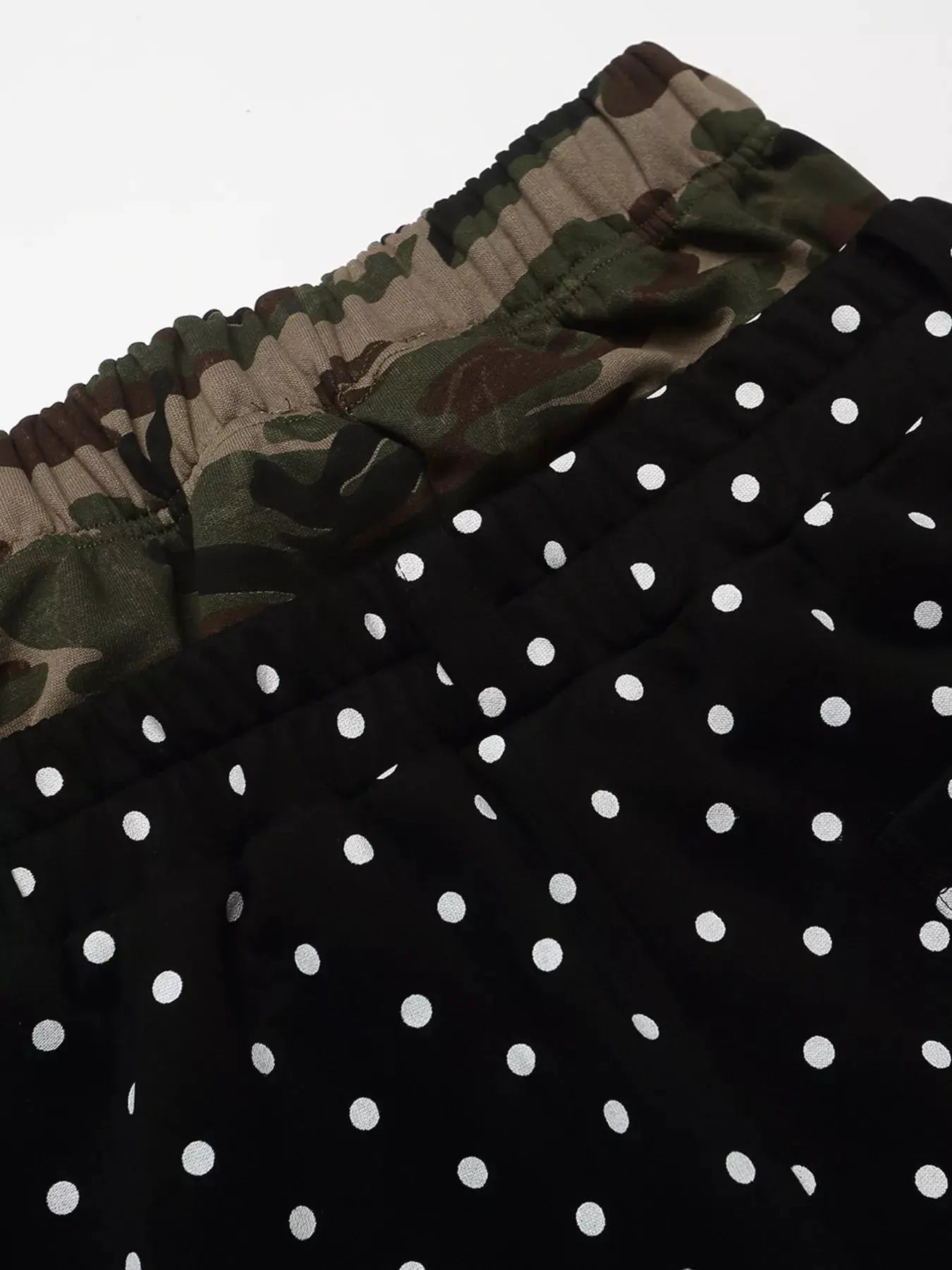 Men's Polka Dot Boxing Shorts with Camouflage Waistband by Trendsi
