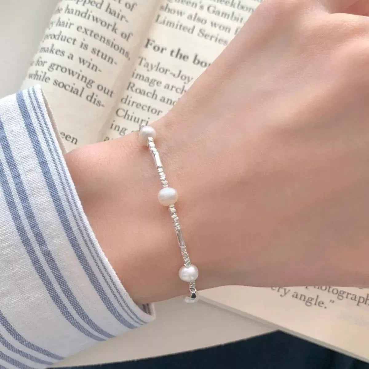 925 Sterling Silver Pearl Bracelet by Partner Label