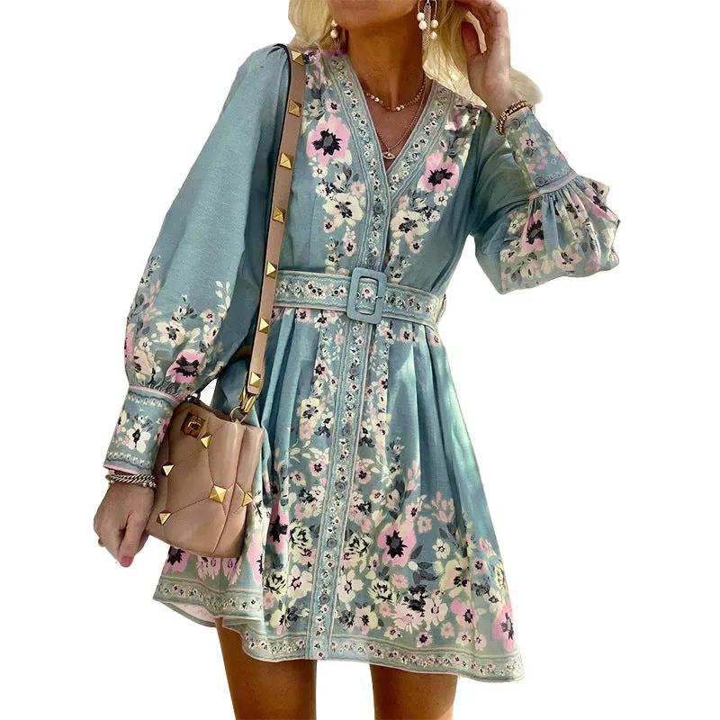 Ladies Fashion Loose Printed Boho Dress by Anybestbuy Store