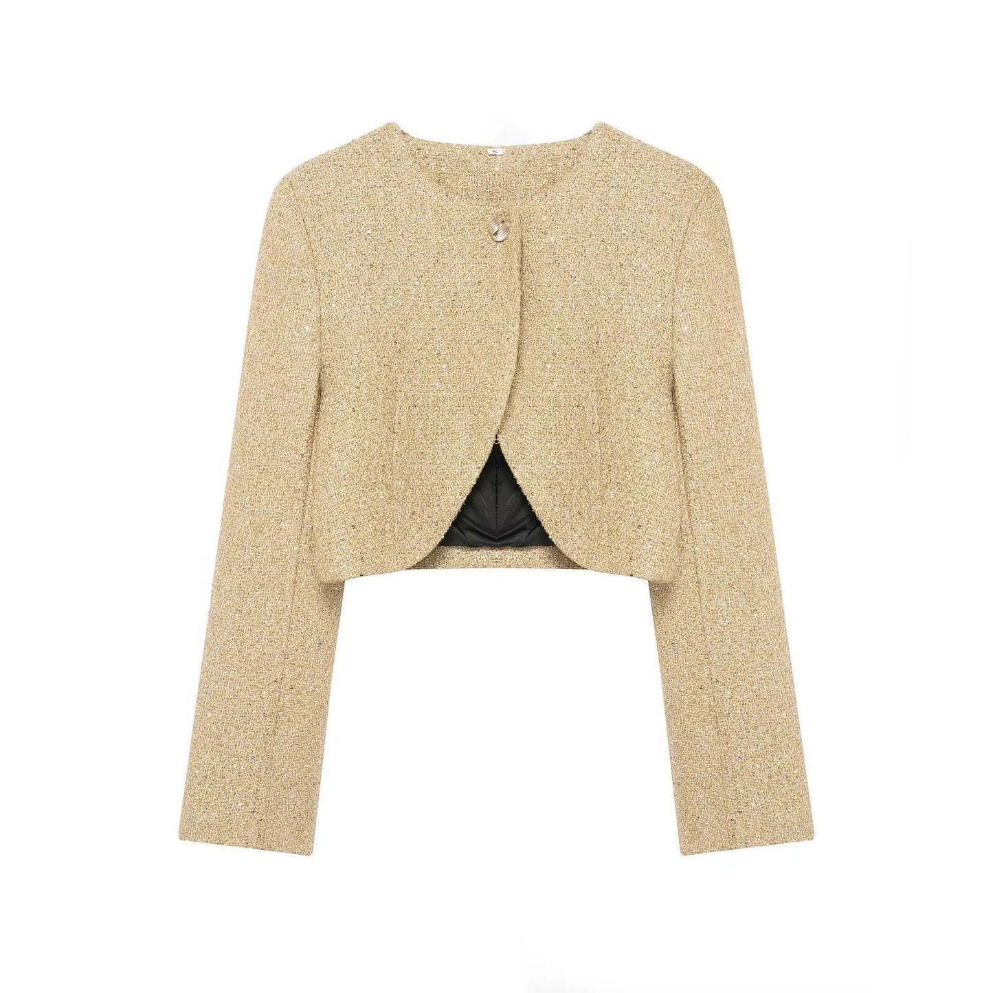 Women's Jacket Gold Tweed Cropped BYMANYC ® New York SOHO METALLIC TWEED CROPPED BLAZER - New Collection by BYMANYC ® New York