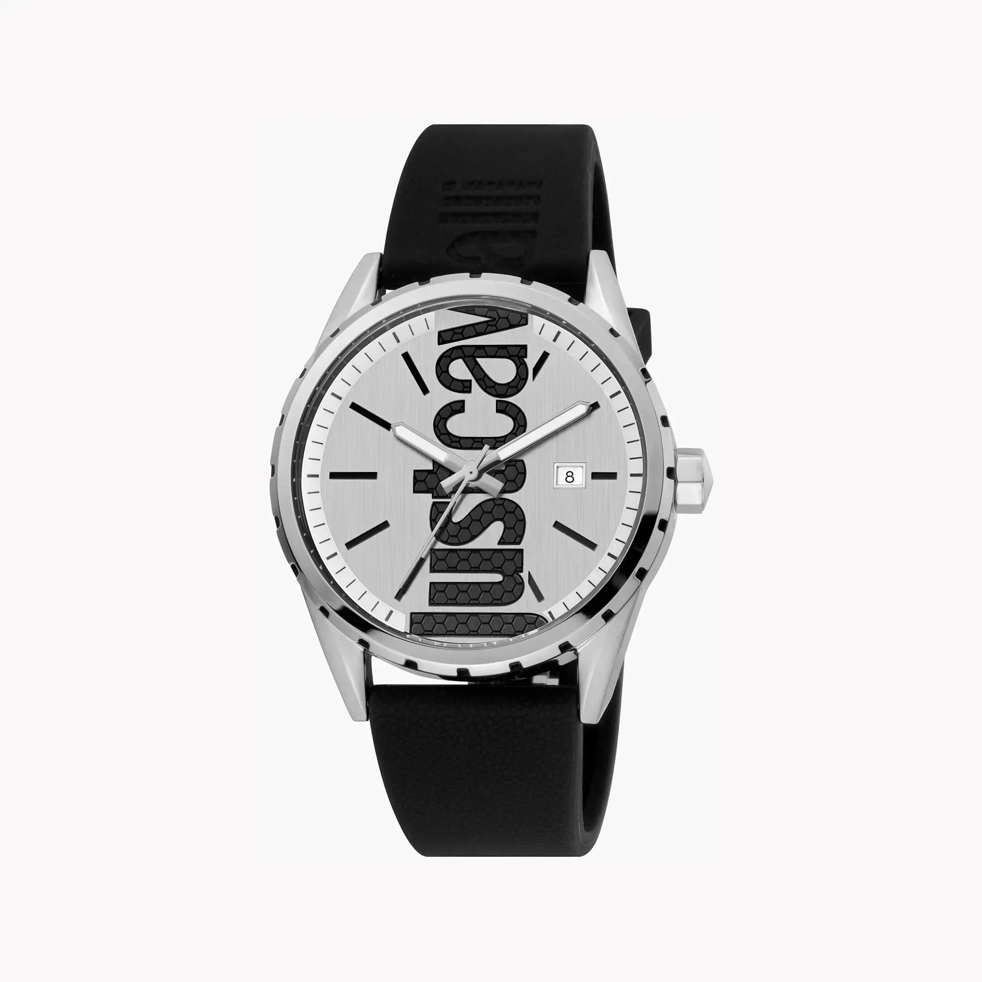 Just Cavalli Men's Silver Dial Watch, Black Silicone | Jc1g082p0015 by JUST CAVALLI