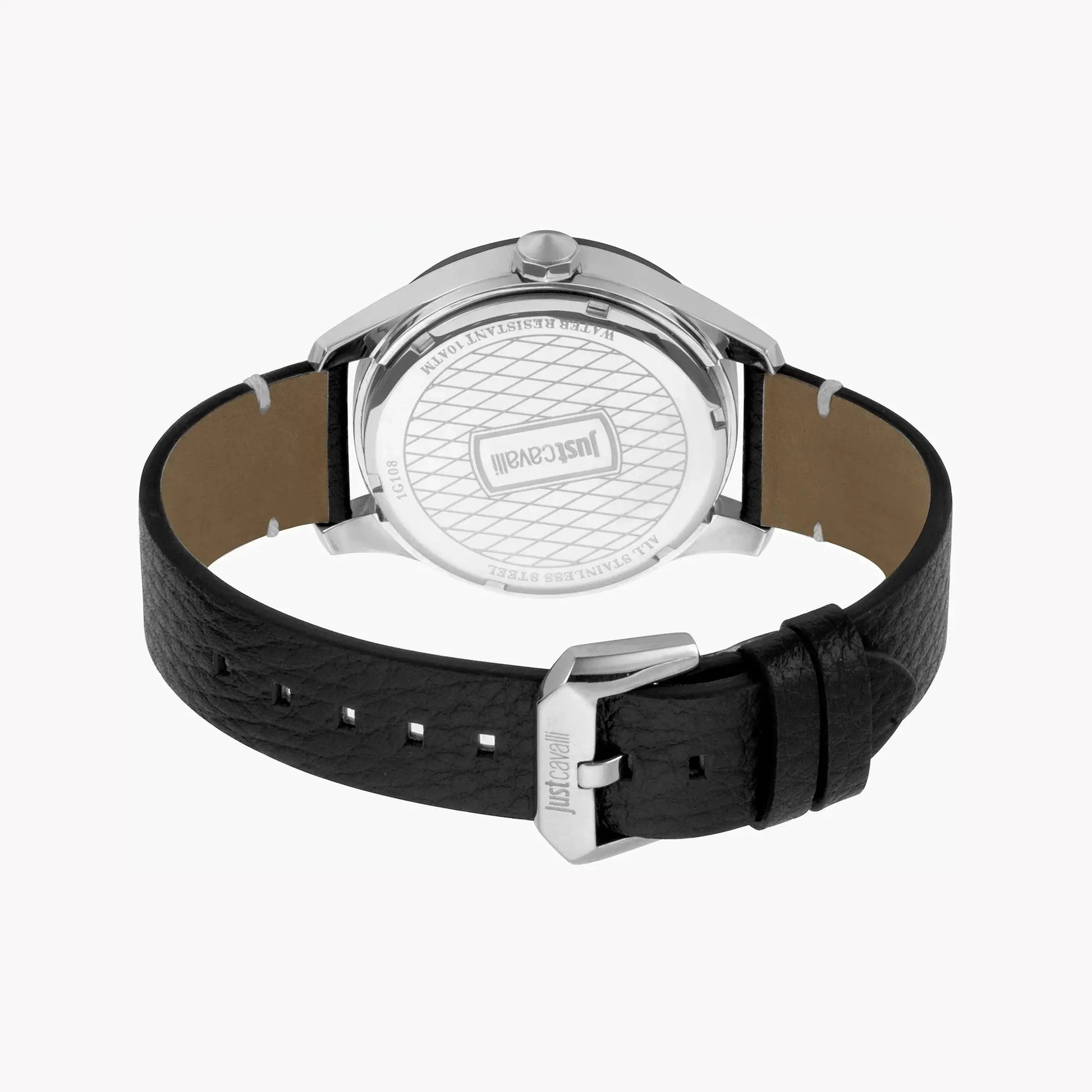 Just Cavalli Men's Black Leather Watch, Silver Case | Jc1g108l0035 by JUST CAVALLI