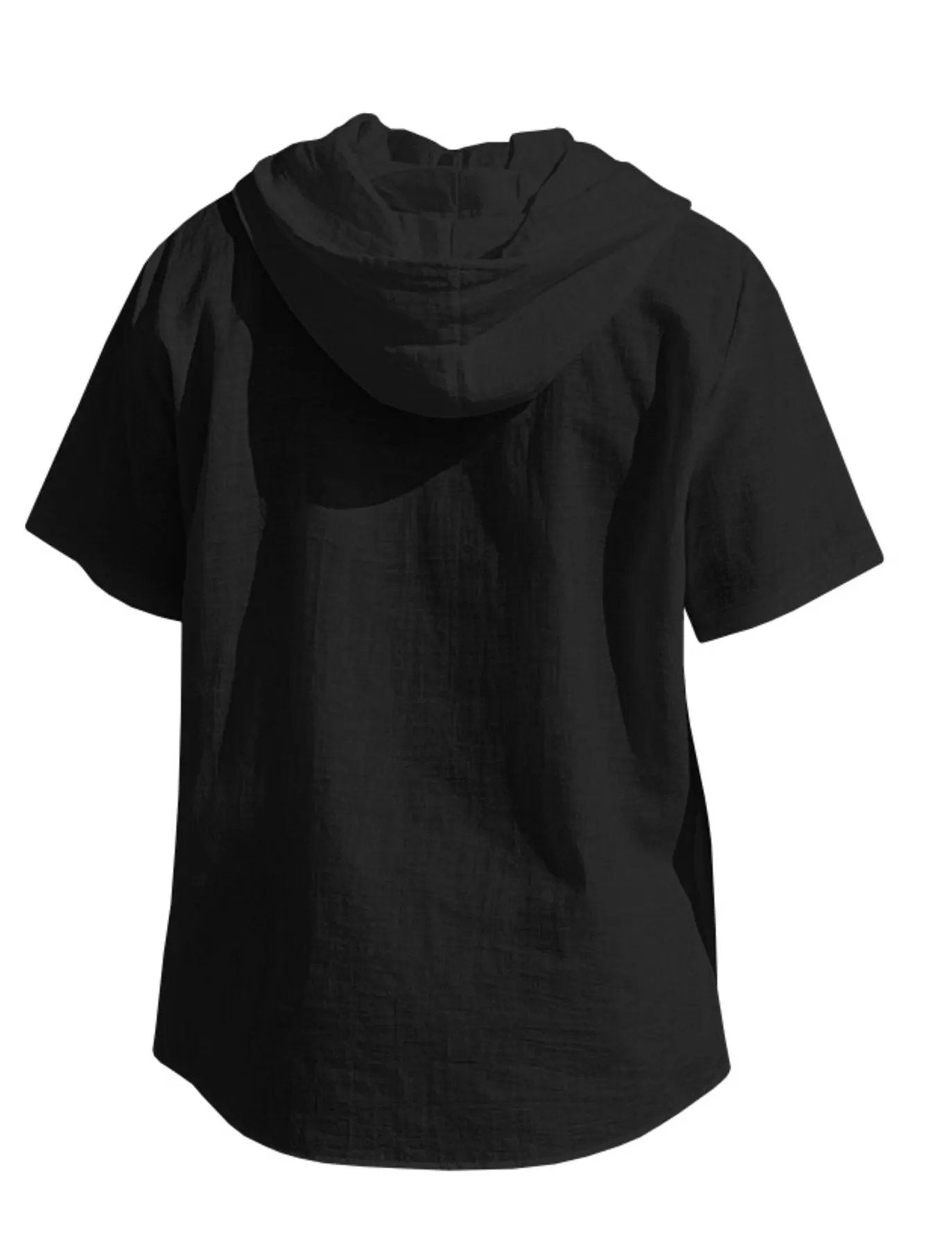 Men's Full Size Casual Hooded Short Sleeve Shirt Plus Size by Trendsi