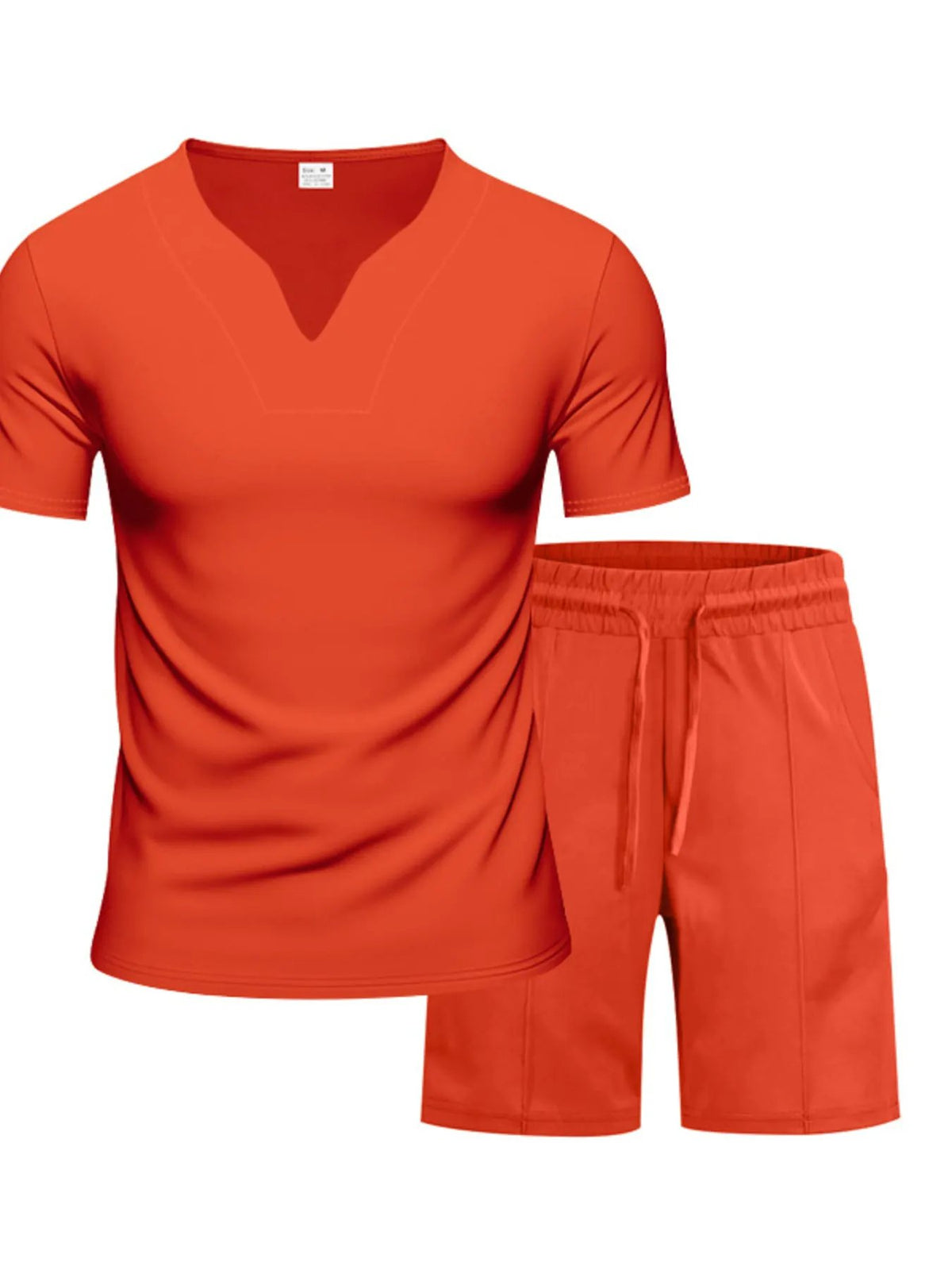 Men's Full Size V-Neck Short Sleeve T-Shirt and Shorts Set Plus Size by Trendsi