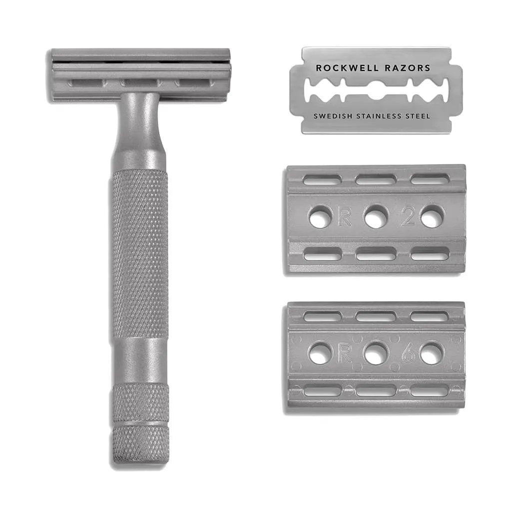 Rockwell 6S Stainless Steel Adjustable DE Safety Razor - Matte Stainless (6 Settings) by Rockwell