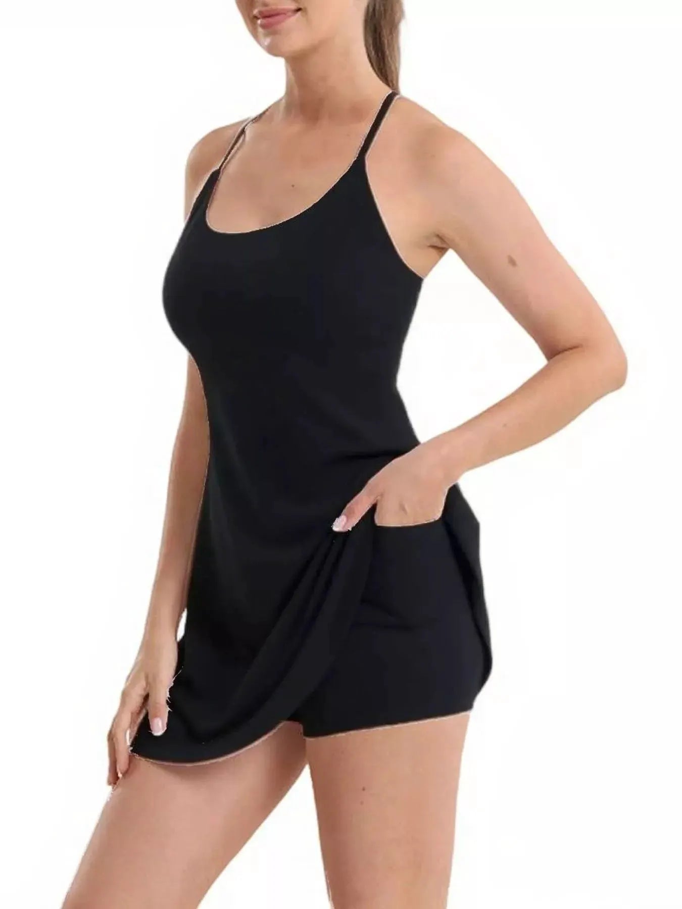 Scoop Neck Cami and Shorts Active Set by Trendsi