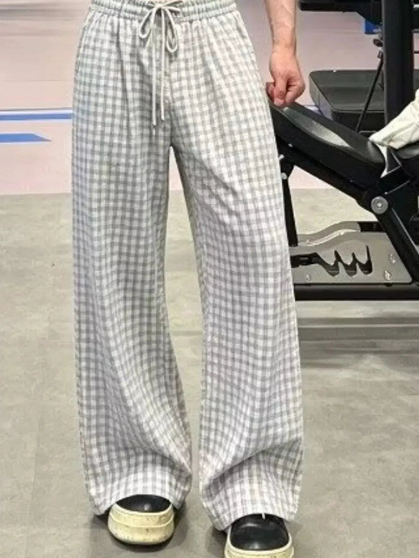 Men's Plus Size Plaid Wide-Leg Pants by Trendsi