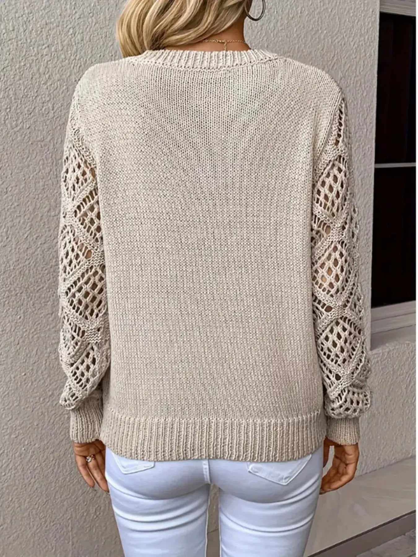 V‑Neck Hollow‑Out Sleeve Knit Sweater | Partner Labels Selection by Partner Label