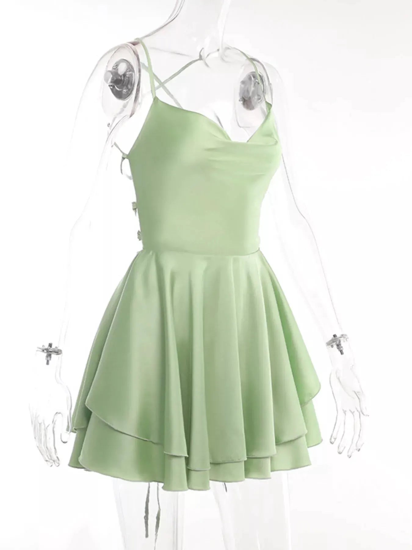 Backless Layered Ruffled Cami Dress by Partner Label
