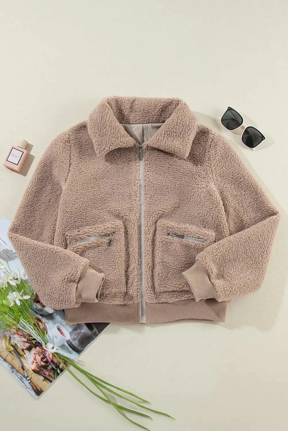 Zip Up Long Sleeve Plush Jacket by Partner Label