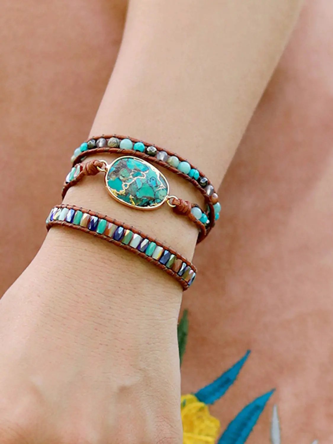 Triple-Layer Natural Stone Bracelet by Partner Label