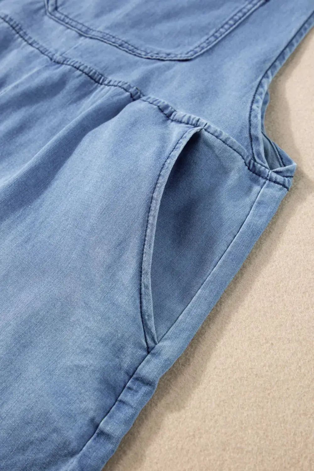 Square Neck Denim Overalls with Pockets by Partner Labels