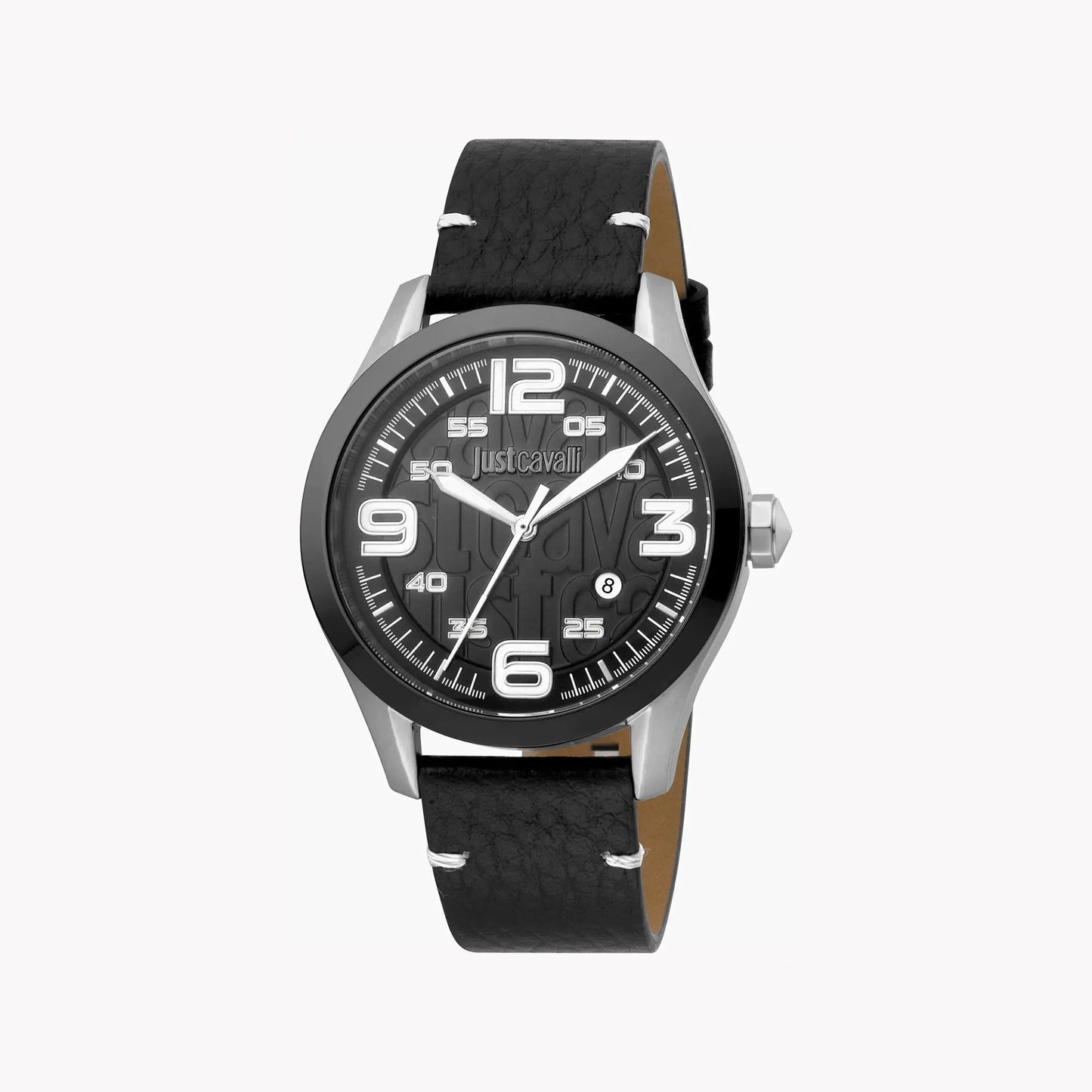 Just Cavalli Men's Black Leather Watch, Silver Case | Jc1g108l0035 by JUST CAVALLI