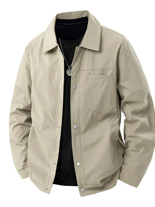 Men's Plus Size Lightweight Snap-Down Jacket by Trendsi