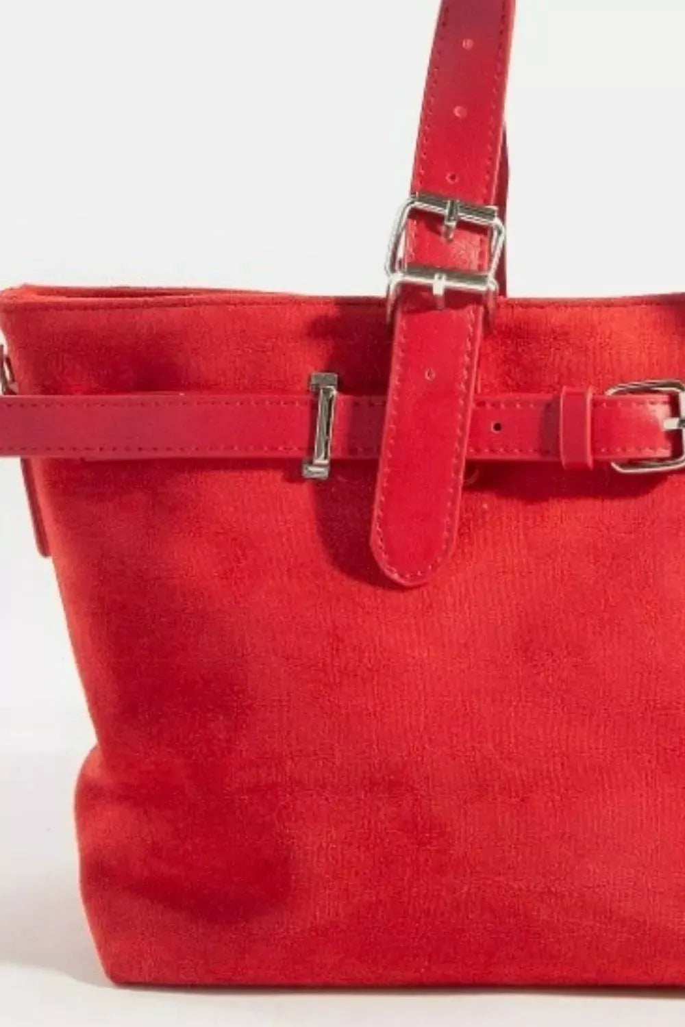 Fame Faux Leather Buckle Strap Detail Tote Bag by Fame