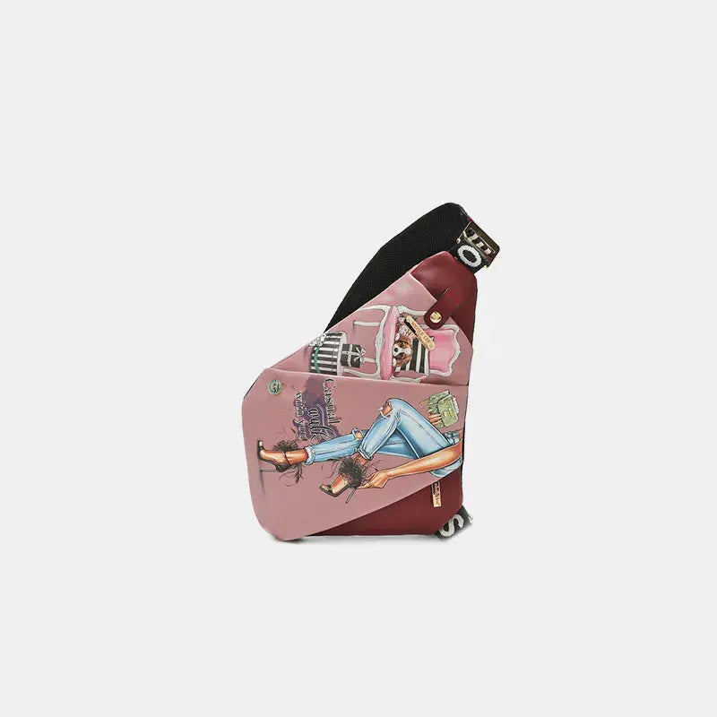 Nicole Lee USA Vegan Leather Leopard & Lip Pattern Crossbody Bag by Nicole Lee USA