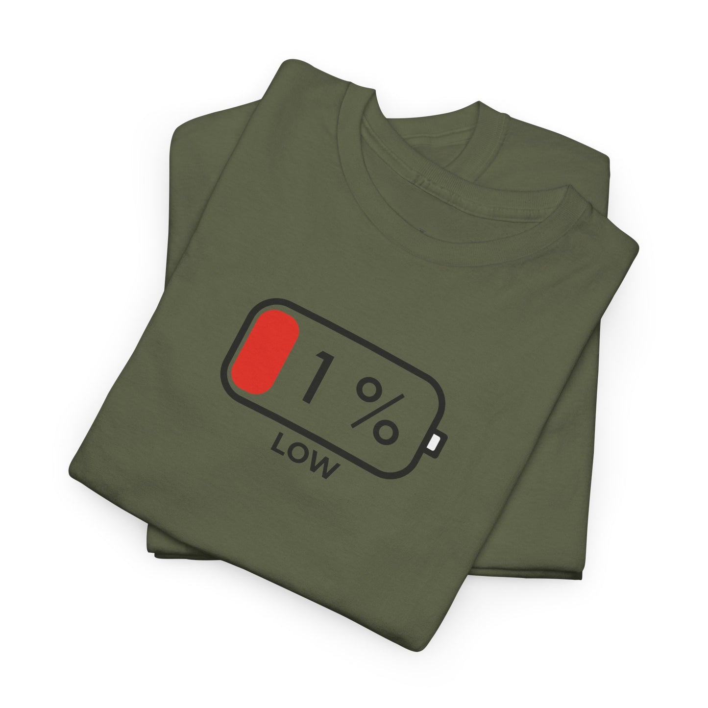 Low Battery Graphic T Shirt | Minimalist Battery Icon Unisex Casual Tee