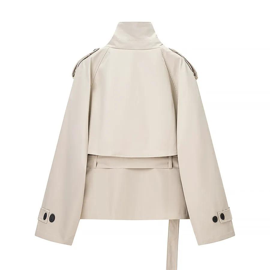Women's Jacket Beige Short Trench BYMANYC ® New York SOHO BUCKLED COLLAR BELTED TRENCH - New Collection by BYMANYC ® New York