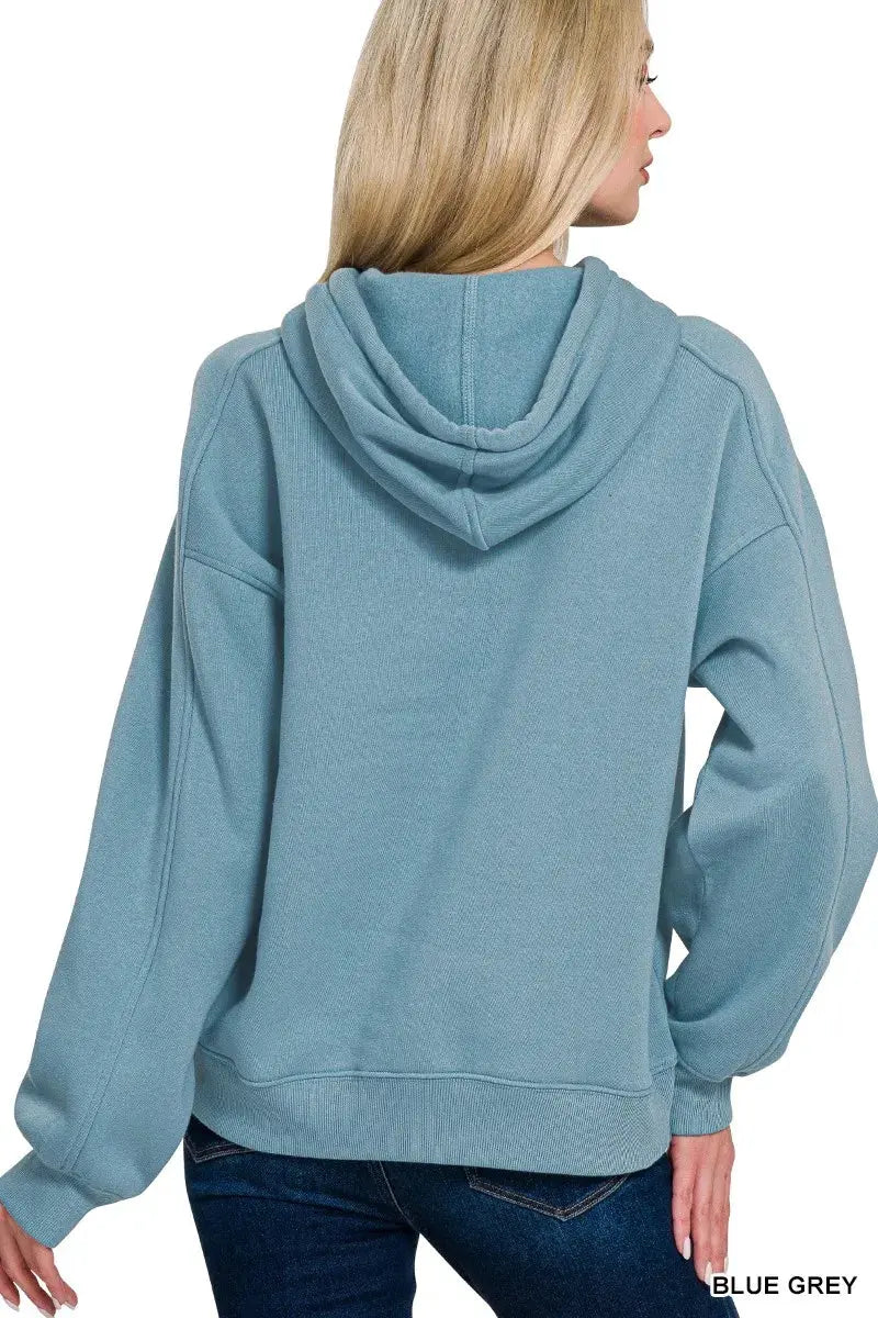 Zenana Drawstring Relaxed Fit Fleece Hoodie by Zenana