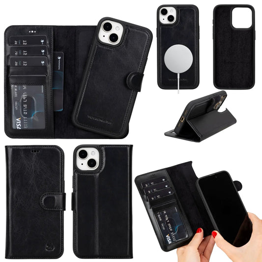 Casper Leather iPhone 15 Plus Wallet Case | Detachable MagSafe Compatible RFID Protection by TORONATA