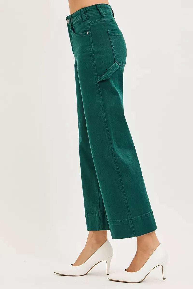 RISEN Tummy Control High Rise Crop Wide No Waist Band Pants by RISEN