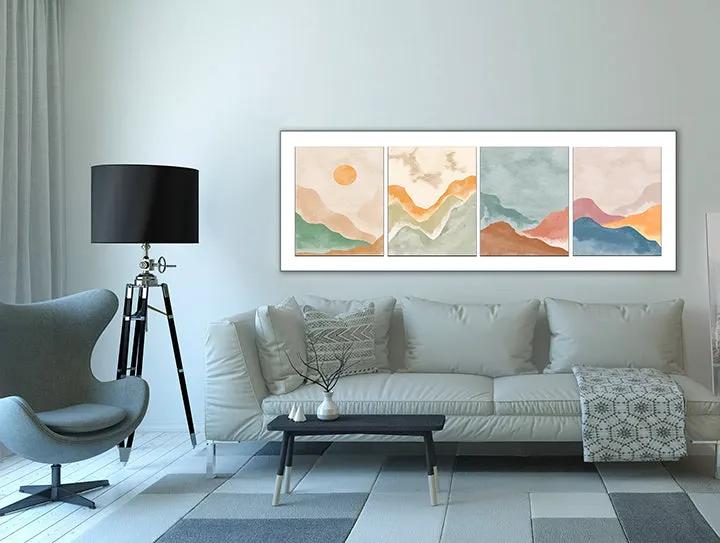 4 Scene Landscape Canvas - Abstract minimalism art- Large Wall Decor-RGB varnish by Gtaart.ca