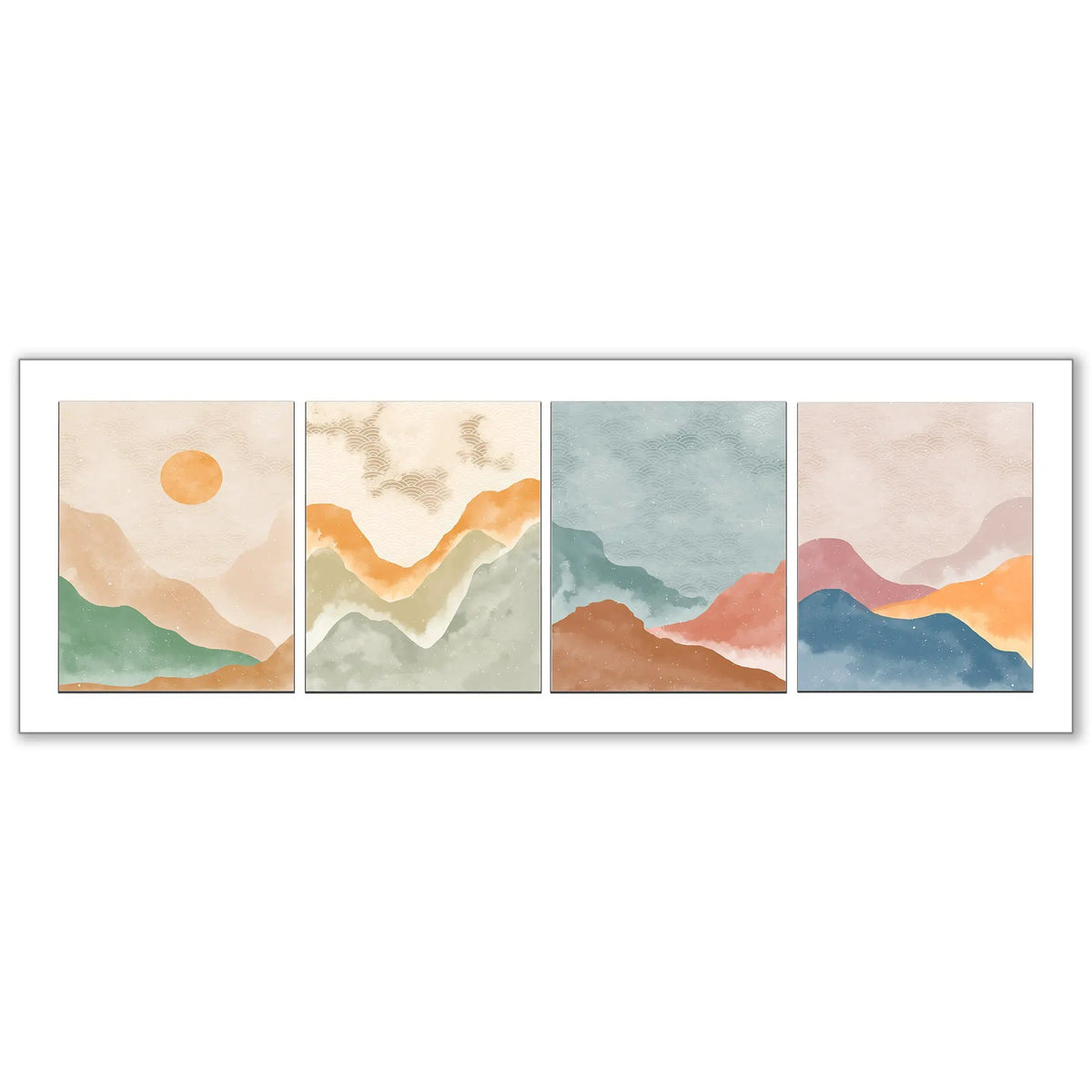 4 Scene Landscape Canvas - Abstract minimalism art- Large Wall Decor-RGB varnish by Gtaart.ca