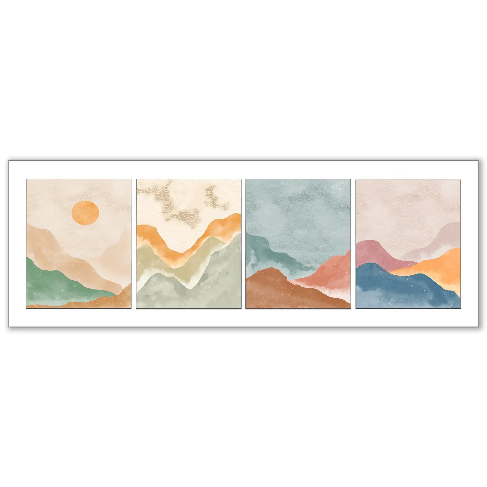 4 Scene Landscape Canvas - Abstract minimalism art- Large Wall Decor-RGB varnish by Gtaart.ca