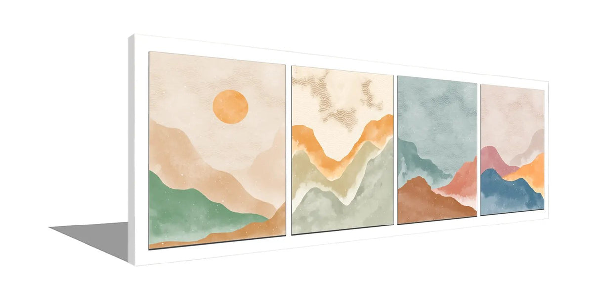 4 Scene Landscape Canvas - Abstract minimalism art- Large Wall Decor-RGB varnish by Gtaart.ca
