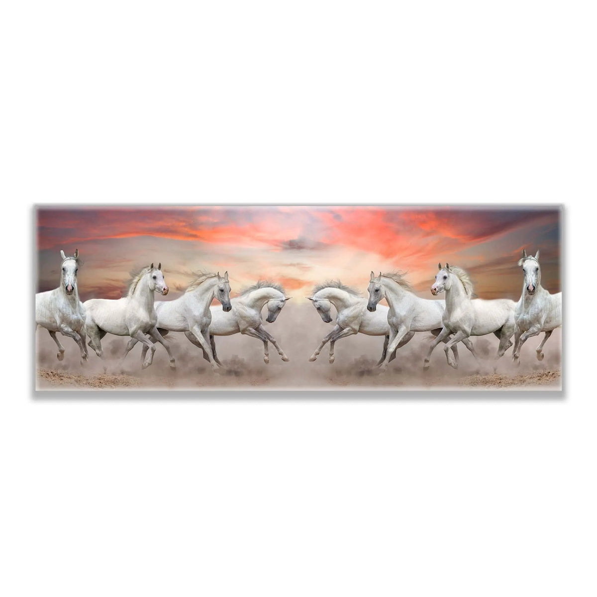 Arabian Horses and Fire Sky- Large Canvas Wall art- Wildlife Canvas Print by Gtaart.ca