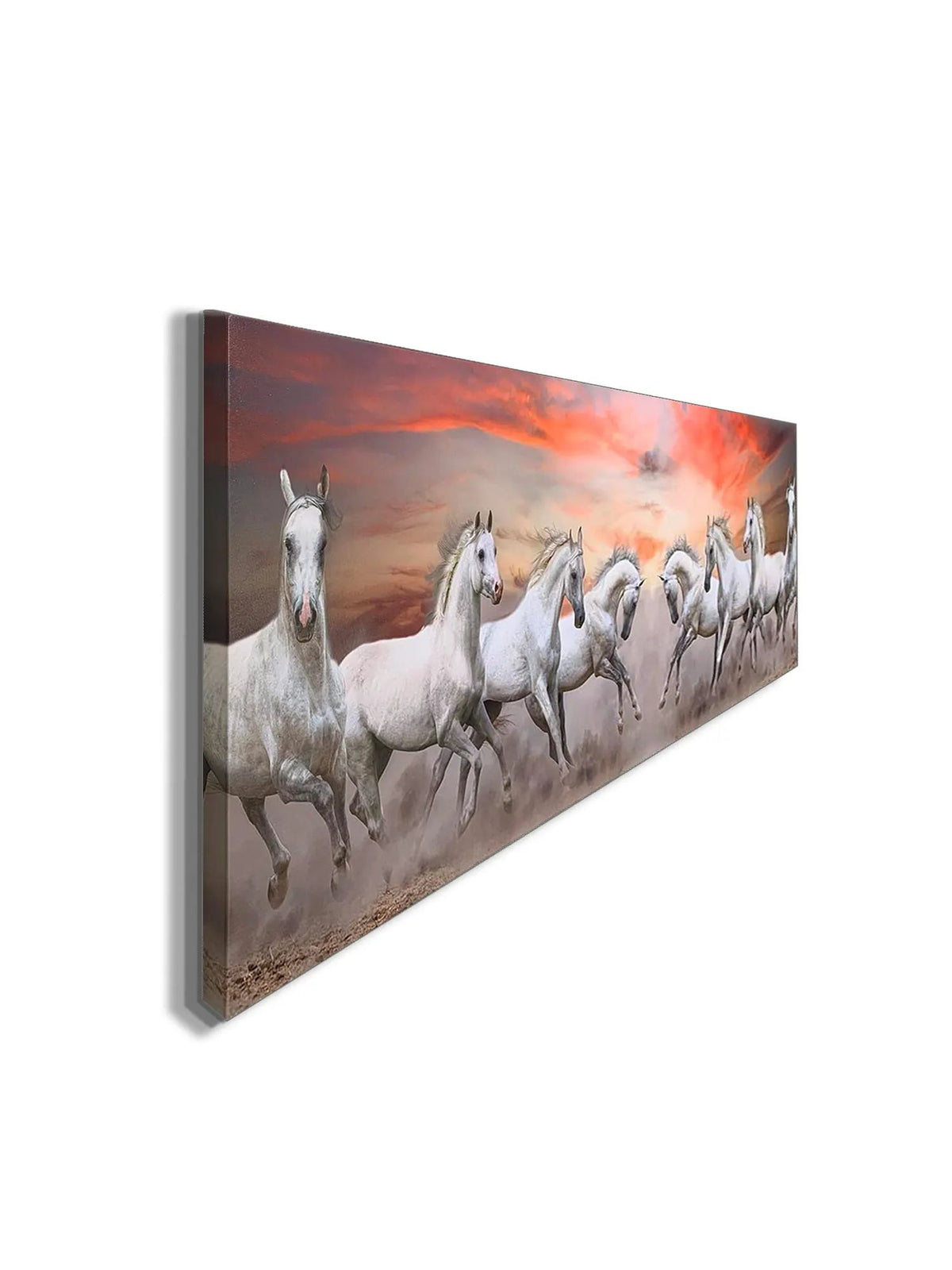 Arabian Horses and Fire Sky- Large Canvas Wall art- Wildlife Canvas Print by Gtaart.ca