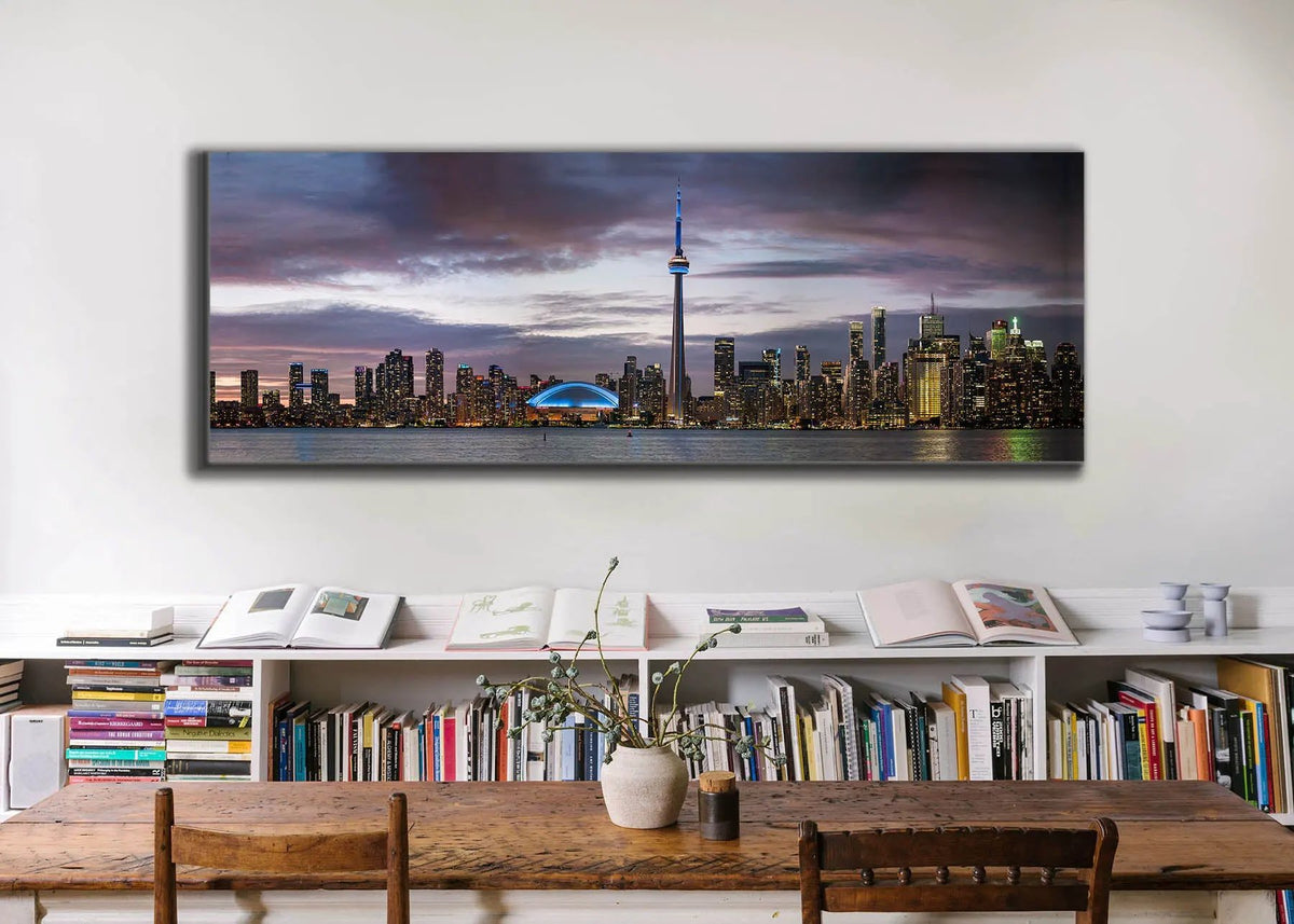 Sunset of Toronto, CN tower, Roger Center-Cities Skyline-RGB varnish by Gtaart.ca