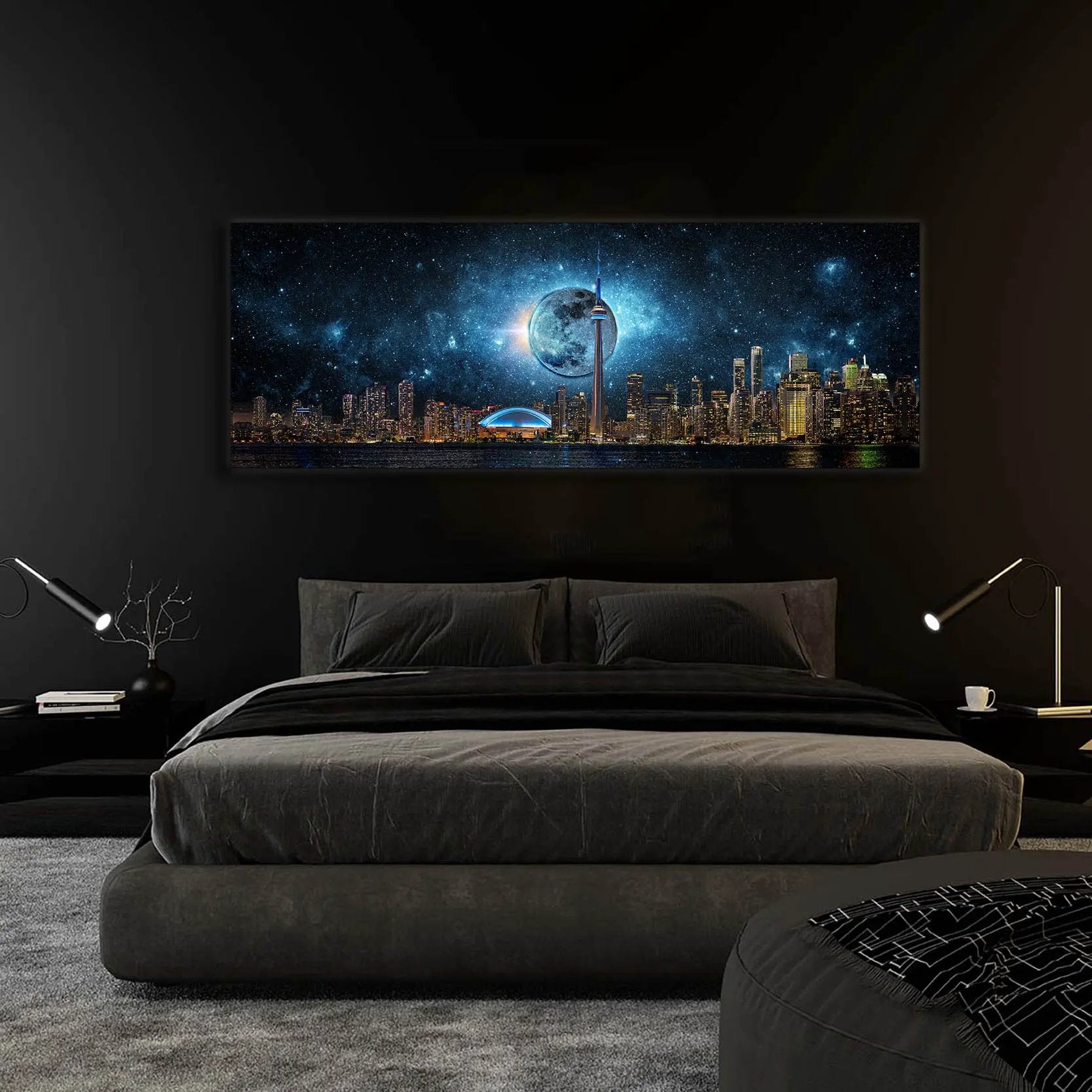 Toronto Skyline Moon-Cities Skyline- Wall art decor by Gtaart.ca