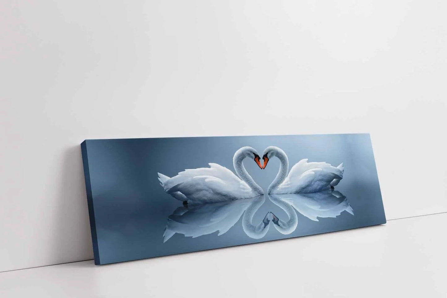 Wildlife Wall Art-Kissing Swans-Canvas printed by Gtaart.ca