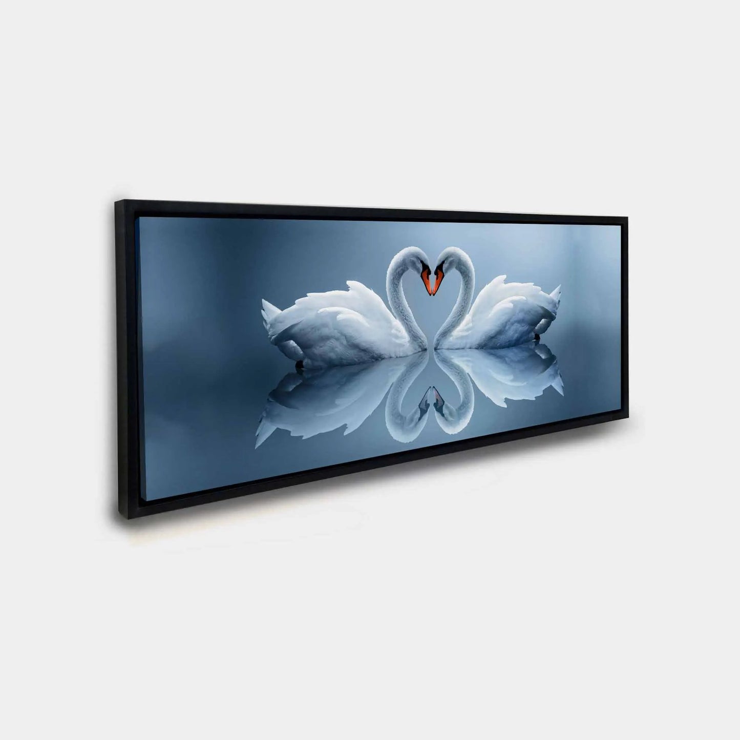 Wildlife Wall Art-Kissing Swans-Canvas printed by Gtaart.ca