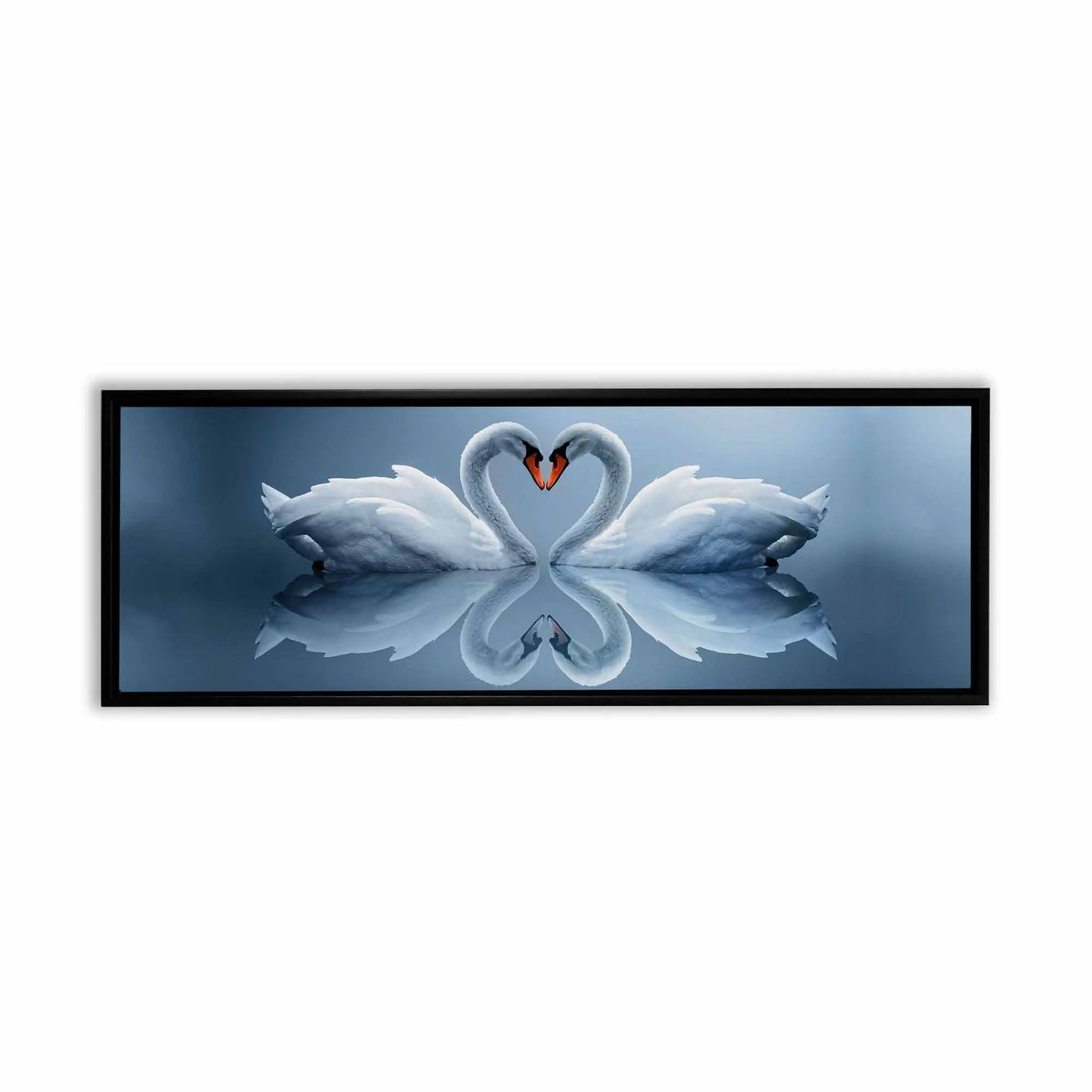 Wildlife Wall Art-Kissing Swans-Canvas printed by Gtaart.ca
