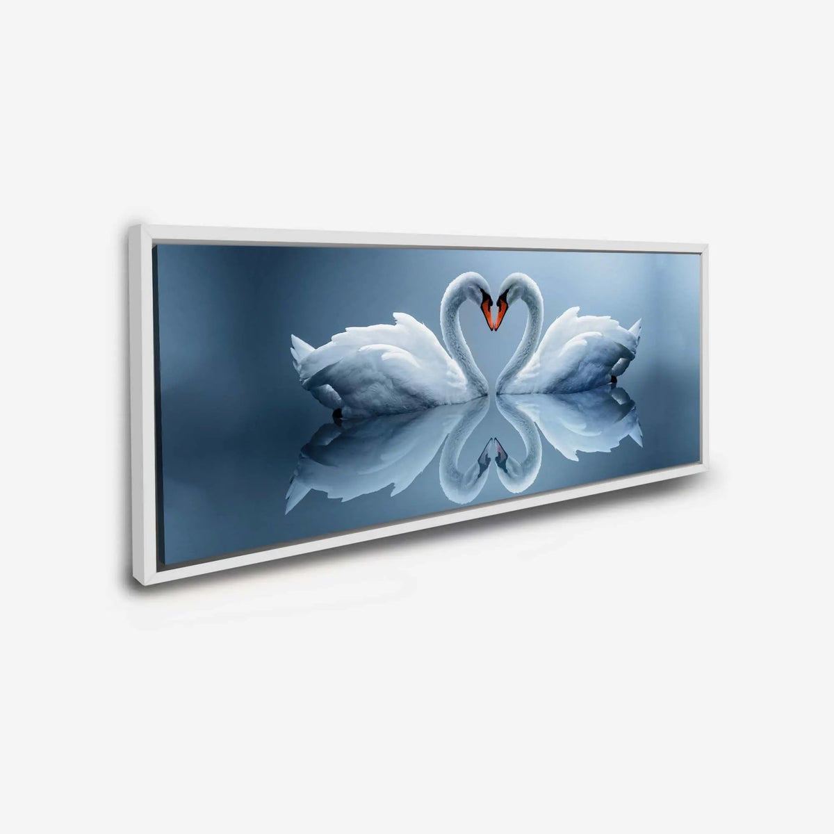 Wildlife Wall Art-Kissing Swans-Canvas printed by Gtaart.ca