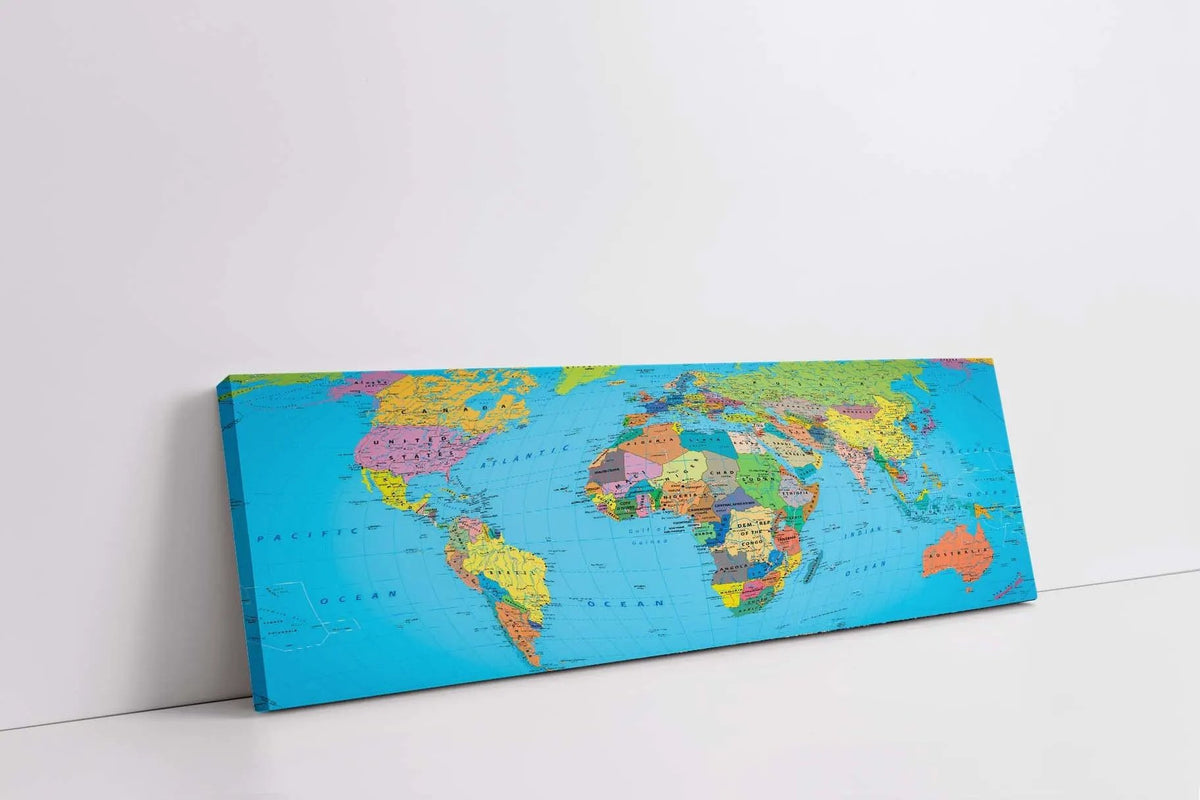Canvas World Map 72" x 24" Ready to hang canvas wall decor by GTAART.CA